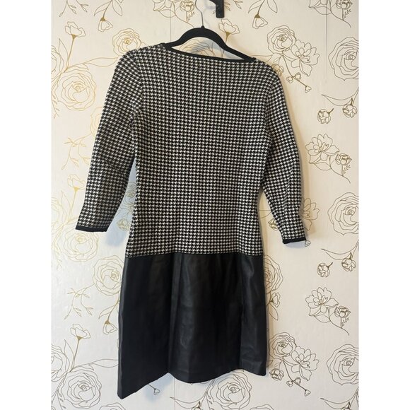 Ralph Lauren Dress Size Small Black White Houndstooth Faux Leather Skirt 051 - Picture 6 of 6